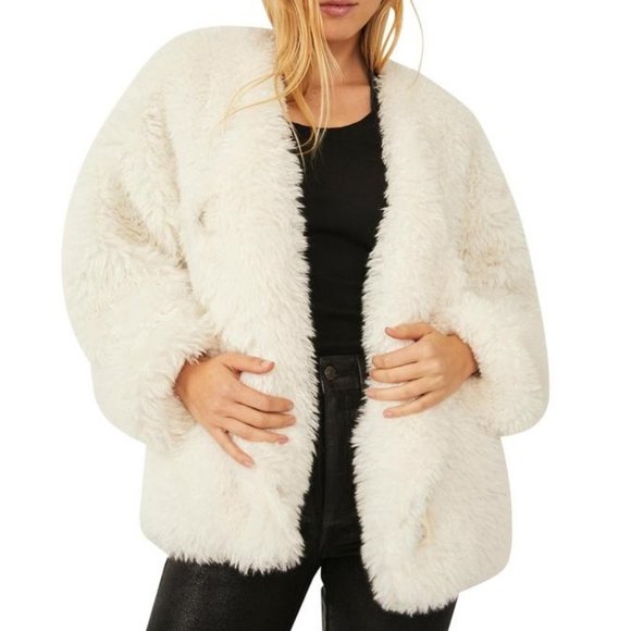 Free People Lena Teddy Jacket, Snow - NWT - Picture 2 of 6